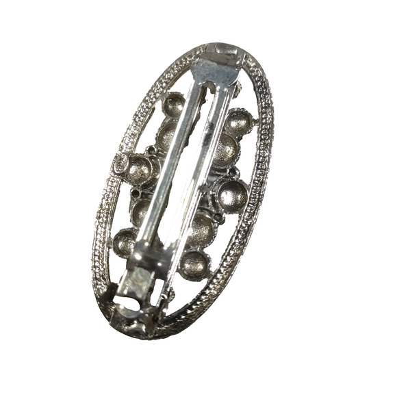 Goodies Circles Silver Tone Hair Barrette Tension Clip Roman Shield Design - Picture 4 of 9